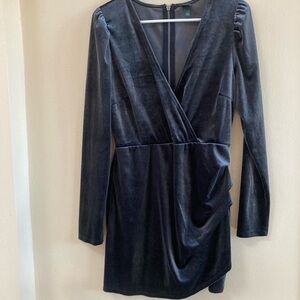 Wild Fable Charcoal Grey Velvet Long Sleeve Dress